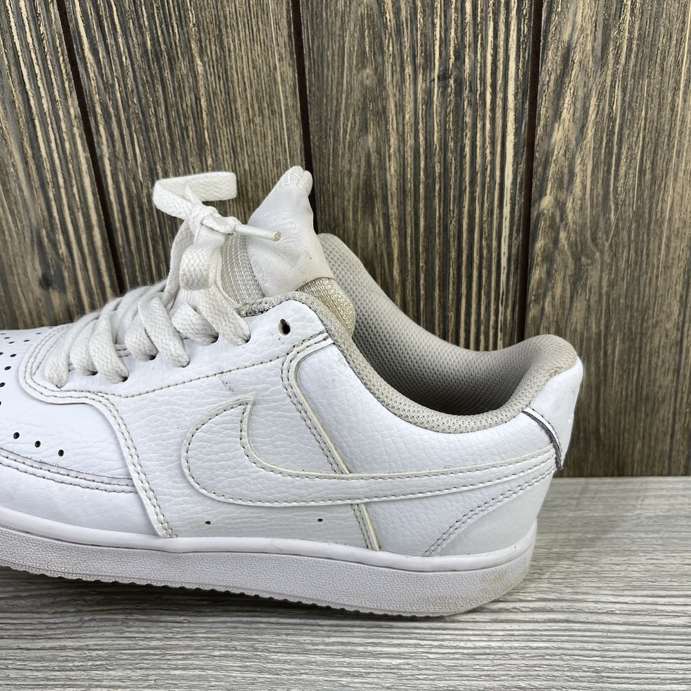 Nike Court Vision Low Triple White Leather Sneakers Women's Size: 7 - Picture 3 of 16